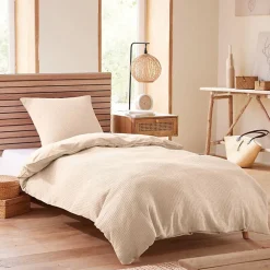 Parure de couette "Nid d'abeille" 140 x 200 pour lit 1 place - Nid d'abeille Naturel>Coton Pur Clearance