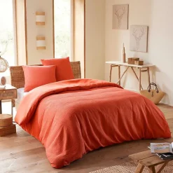 Parure de couette "Nid d'abeille" 260 x 240 pour lit 2 Places "King Size" 160 à 180 cm - Nid d'abeille Terracotta>Coton Pur Hot