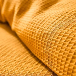 Parure de couette "Nid d'abeille" 260 x 240 pour lit 2 Places "King Size" 160 à 180 cm - Nid d'abeille Curry>Coton Pur Online