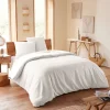 Parure de couette "Nid d'abeille" 260 x 240 pour lit 2 Places "King Size" 160 à 180 cm - Nid d'abeille Neige>Coton Pur Online