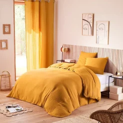 Coton Pur Parure de couette "Noah" Gaze de Coton 260 x 240 pour lit 2 Places "King Size" 160 à 180 cm - Noah Curry* Housse De Couette