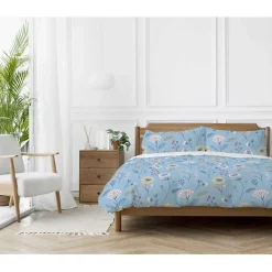 Parure de couette "Olia" toutes dimensions 100% Coton / 57 Fils/cm² - Olia Bleu - Parure de couette 200 x 200 cm + 2 Taies d'oreil>Copenhagen Home Clearance
