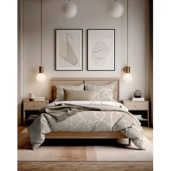 Copenhagen Home Parure de couette "Pablo" toutes dimensions 100% Coton / 57 Fils/cm² - Pablo Latte - Parure de couette 240 x 220 cm + 2 Taies d'or* Housse De Couette
