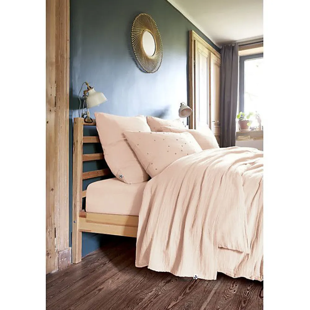 Parure de draps 4 pièces & 5 pièces "Gaïa" Gaze de Coton - Gaïa Guimauve - Parure de draps 4 pièces (1 Drap plat 240 x 300 + 1 Dra>L'Effet Papillon