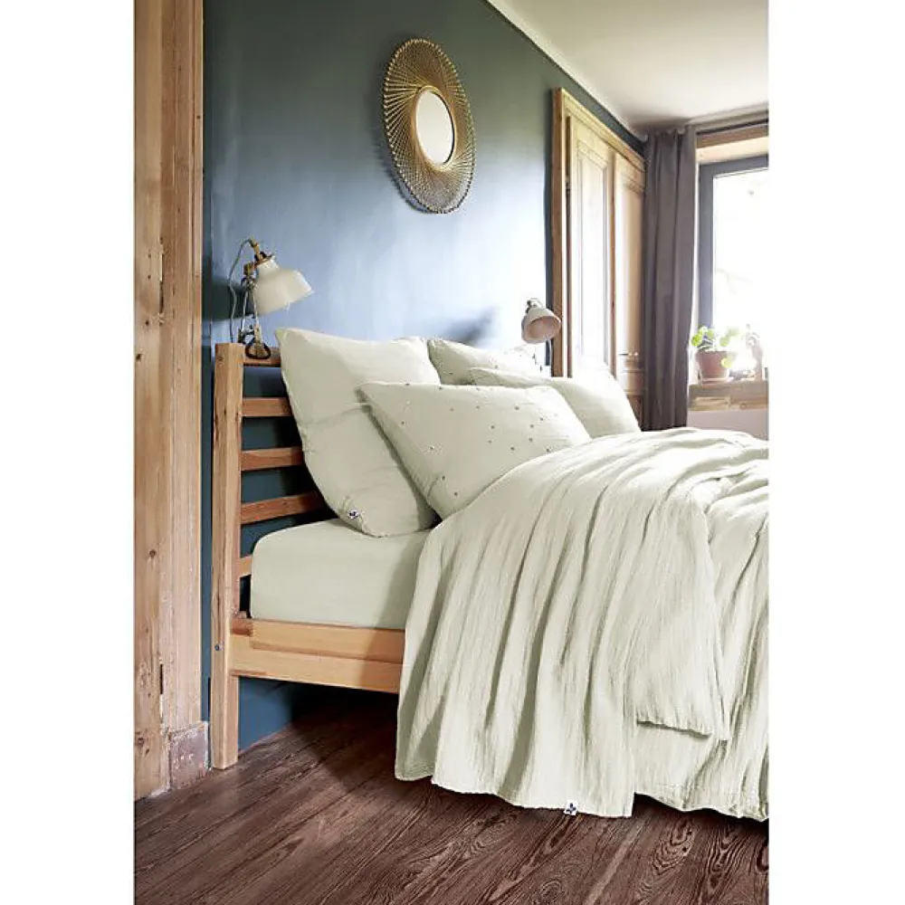 Parure de draps 4 pièces & 5 pièces "Gaïa" Gaze de Coton - Gaïa Vert d'Eau - Parure de draps 4 pièces (1 Drap plat 240 x 300 + 1 D>L'Effet Papillon Hot