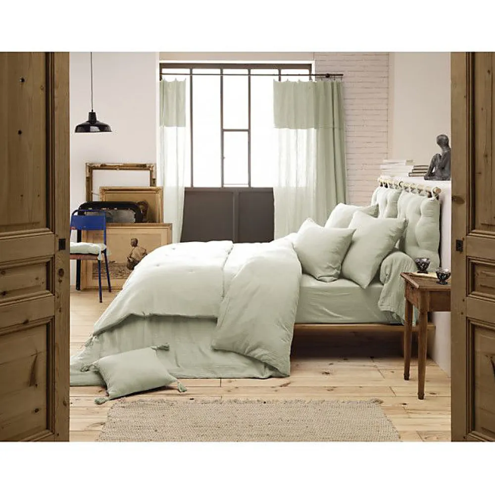 Parure de draps 4 pièces & 5 pièces "Gaïa" Gaze de Coton - Gaïa Vert d'Eau - Parure de draps 4 pièces (1 Drap plat 240 x 300 + 1 D>L'Effet Papillon Hot