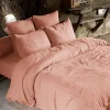 L'Effet Papillon Parure de draps 4 pièces & 5 pièces "Gaïa" Gaze de Coton - Gaïa Rose Pêche - Parure de draps 4 pièces (1 Drap plat 270 x 300 + 1 D* Drap Plat