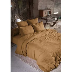 Parure de draps 4 pièces & 5 pièces "Gaïa" Gaze de Coton - Gaïa Camel - Parure de draps 4 pièces (1 Drap plat 240 x 300 + 1 Drap h>L'Effet Papillon New