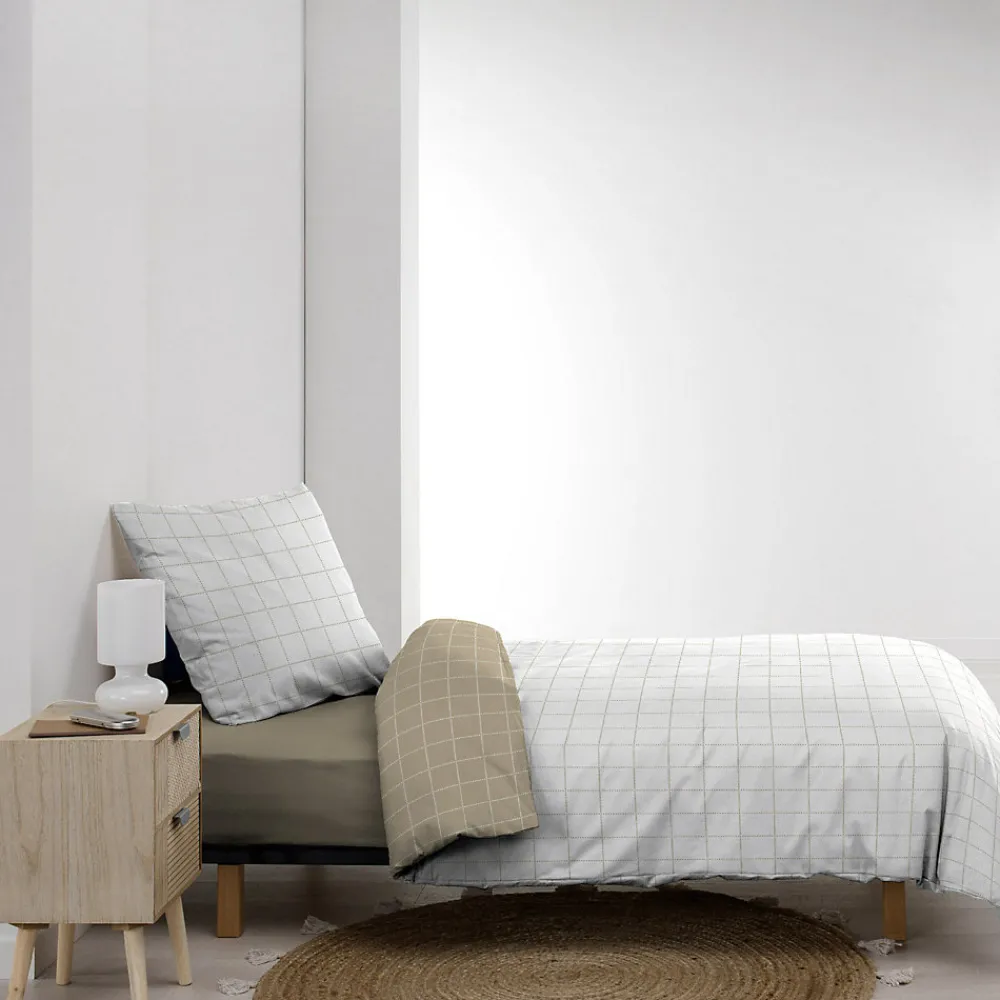 Parure de Lit 100% Coton Cadria Naturel Certifiée OekoTEX 200 x 140 cm>Douceur D'Intérieur Best