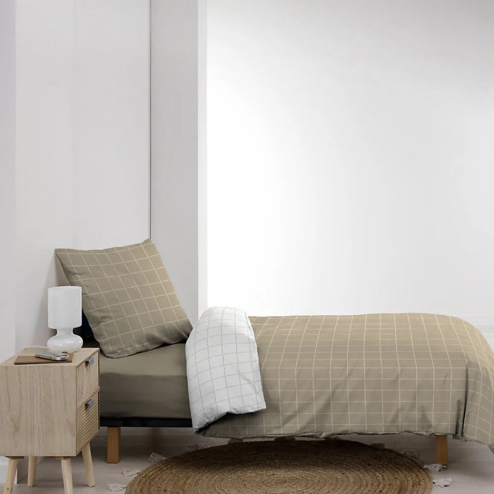 Parure de Lit 100% Coton Cadria Naturel Certifiée OekoTEX 200 x 140 cm>Douceur D'Intérieur Best