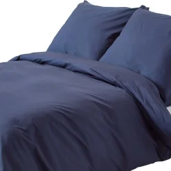 Homescapes Parure de lit 100% coton égyptien 200 fils bleu marine, 155x220cm -* Parure De Lit