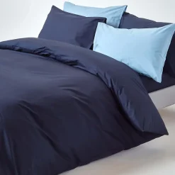 Homescapes Parure de lit 100% coton égyptien 200 fils bleu marine, 155x220cm -* Parure De Lit