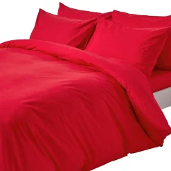 Parure de lit 100% coton égyptien 200 fils rouge, 200x200cm ->Homescapes Clearance