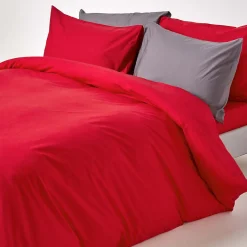 Parure de lit 100% coton égyptien 200 fils rouge, 200x200cm -><noscript><img width=