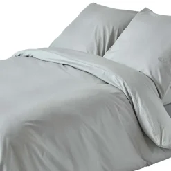 Parure de lit 100% coton égyptien 200 fils gris acier, 240x220cm ->Homescapes
