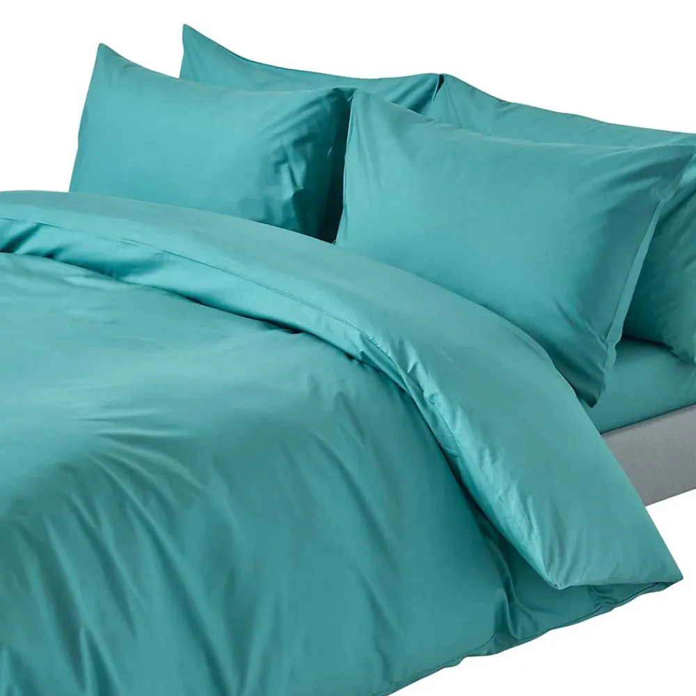 Homescapes Parure de lit 100% coton égyptien 200 fils bleu canard, 230x220cm -* Parure De Lit