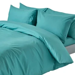 Homescapes Parure de lit 100% coton égyptien 200 fils bleu canard, 200x200cm -* Parure De Lit