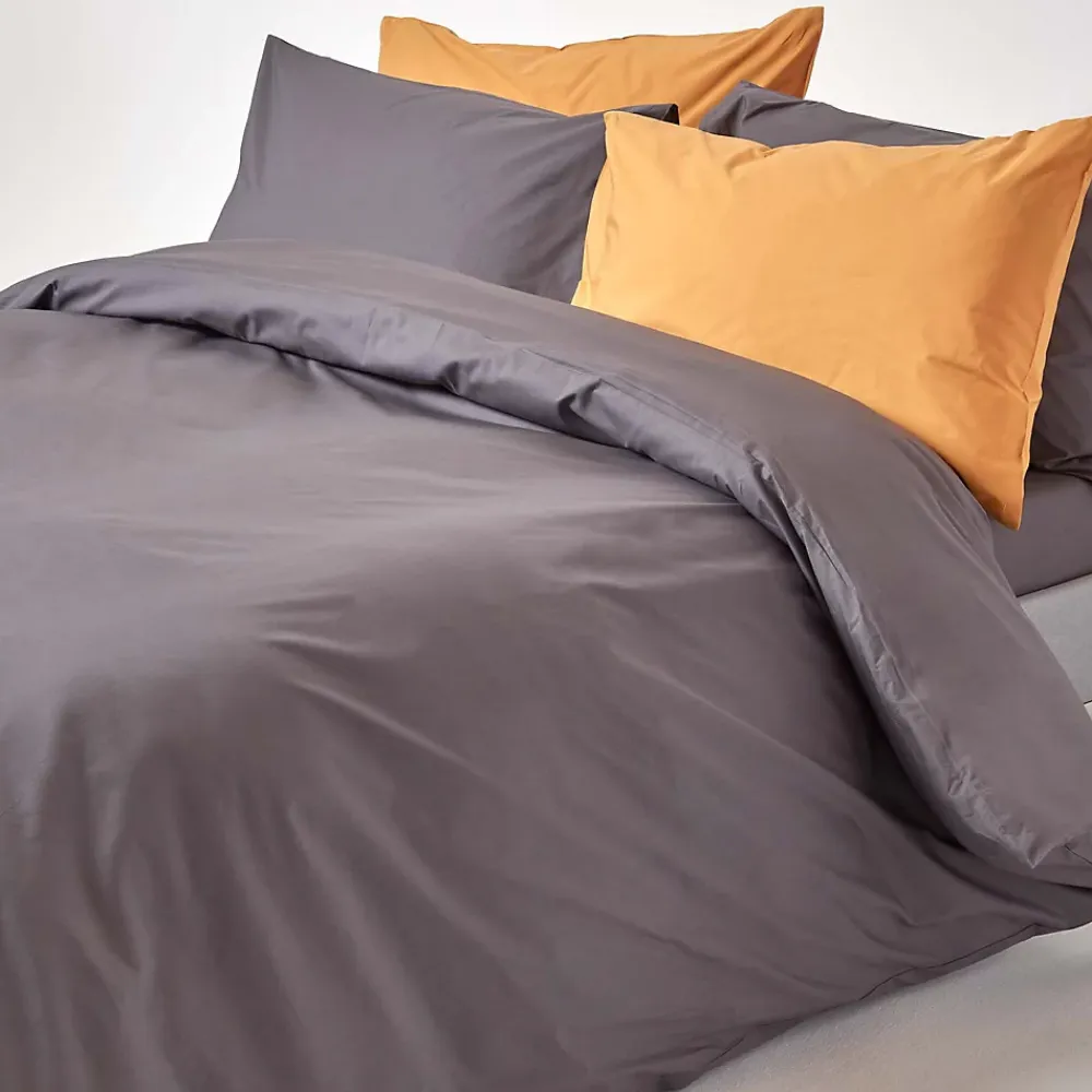 Homescapes Parure de lit 100% coton égyptien 200 fils gris foncé, 240x220cm -* Parure De Lit