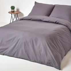 Homescapes Parure de lit 100% coton égyptien 200 fils gris foncé, 240x220cm -* Parure De Lit