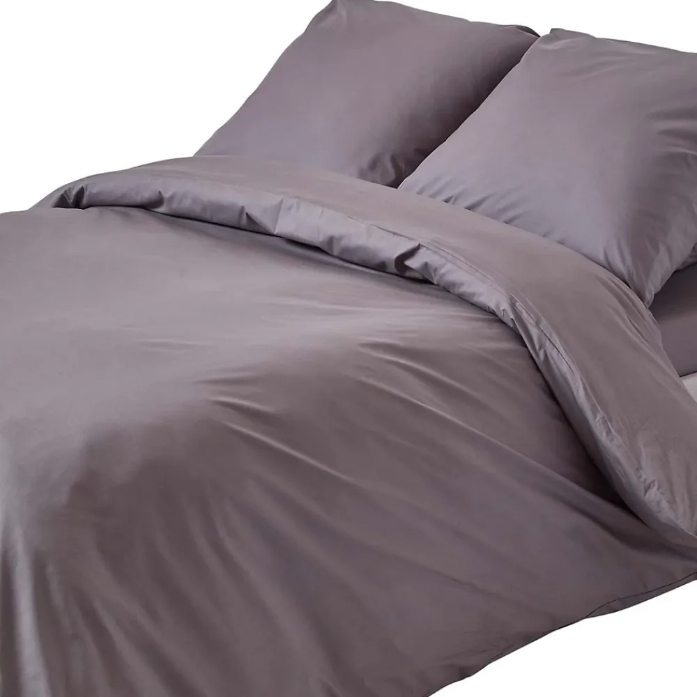 Homescapes Parure de lit 100% coton égyptien 200 fils gris foncé, 240x220cm -* Parure De Lit