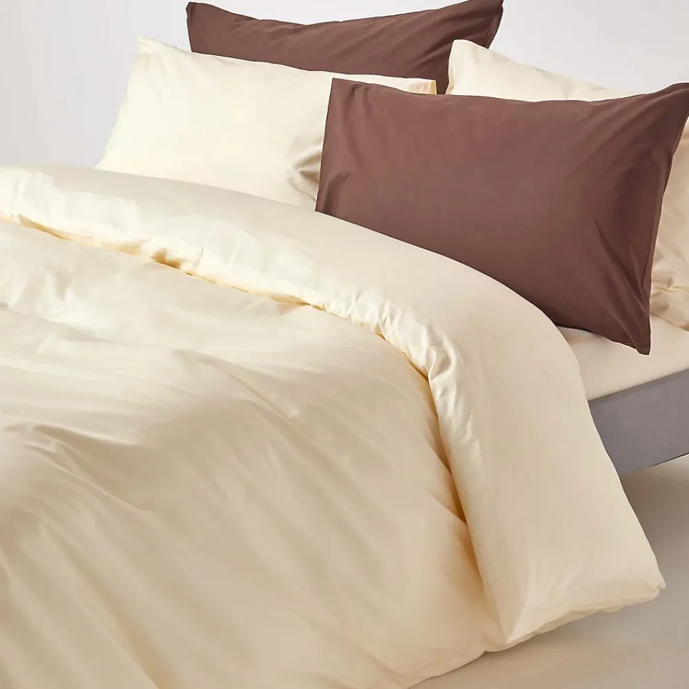 Homescapes Parure de lit 100% coton égyptien 200 fils ivoire, 230x220cm -* Parure De Lit