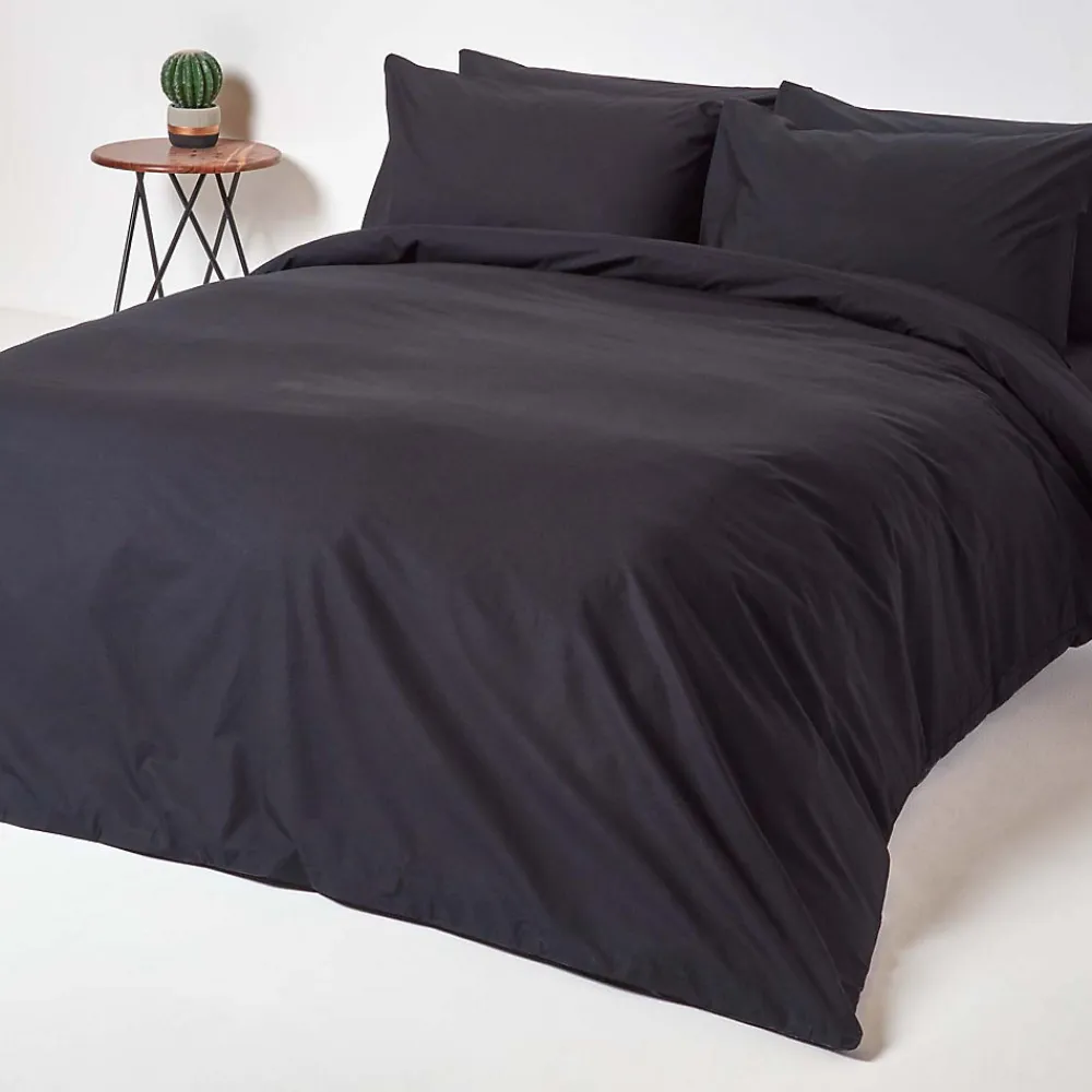Parure de lit 100% coton égyptien 200 fils noir, 260x220cm ->Homescapes Discount