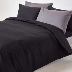 Parure de lit 100% coton égyptien 200 fils noir, 260x220cm -><noscript><img width=