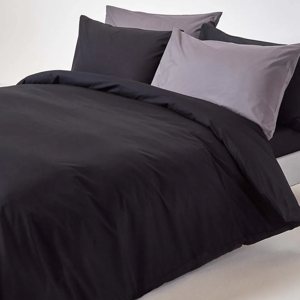Parure de lit 100% coton égyptien 200 fils noir, 260x220cm ->Homescapes Discount
