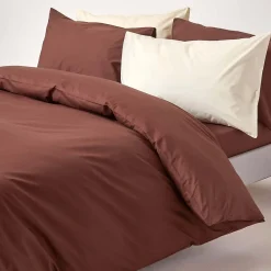 Parure de lit 100% coton égyptien 200 fils marron chocolat, 135x200cm -><noscript><img width=