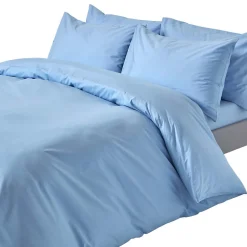 Parure de lit 100% coton égyptien 200 fils bleu, 135x200cm ->Homescapes Outlet