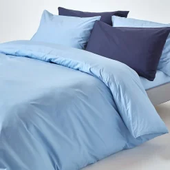 Parure de lit 100% coton égyptien 200 fils bleu, 135x200cm -><noscript><img width=