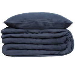 Parure de lit - gaze de coton - bleu gris - 240x220 cm - Atmosphera>Atmosphera Créateur D'Intérieur Outlet
