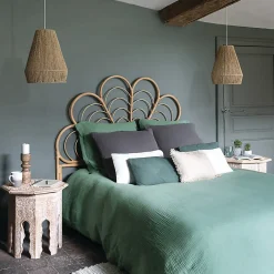 Parure de lit - gaze de coton - vert céladon - 260x240 cm - Atmosphera>Atmosphera Créateur D'Intérieur New
