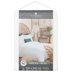 Parure de lit - percale - blanc - 260x240 cm - Atmosphera><noscript><img width=