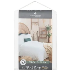 Parure de lit - percale - blanc - 260x240 cm - Atmosphera><noscript><img width=