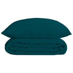 Parure de lit - percale - bleu - 260x240 cm - Atmosphera>Atmosphera Créateur D'Intérieur Online
