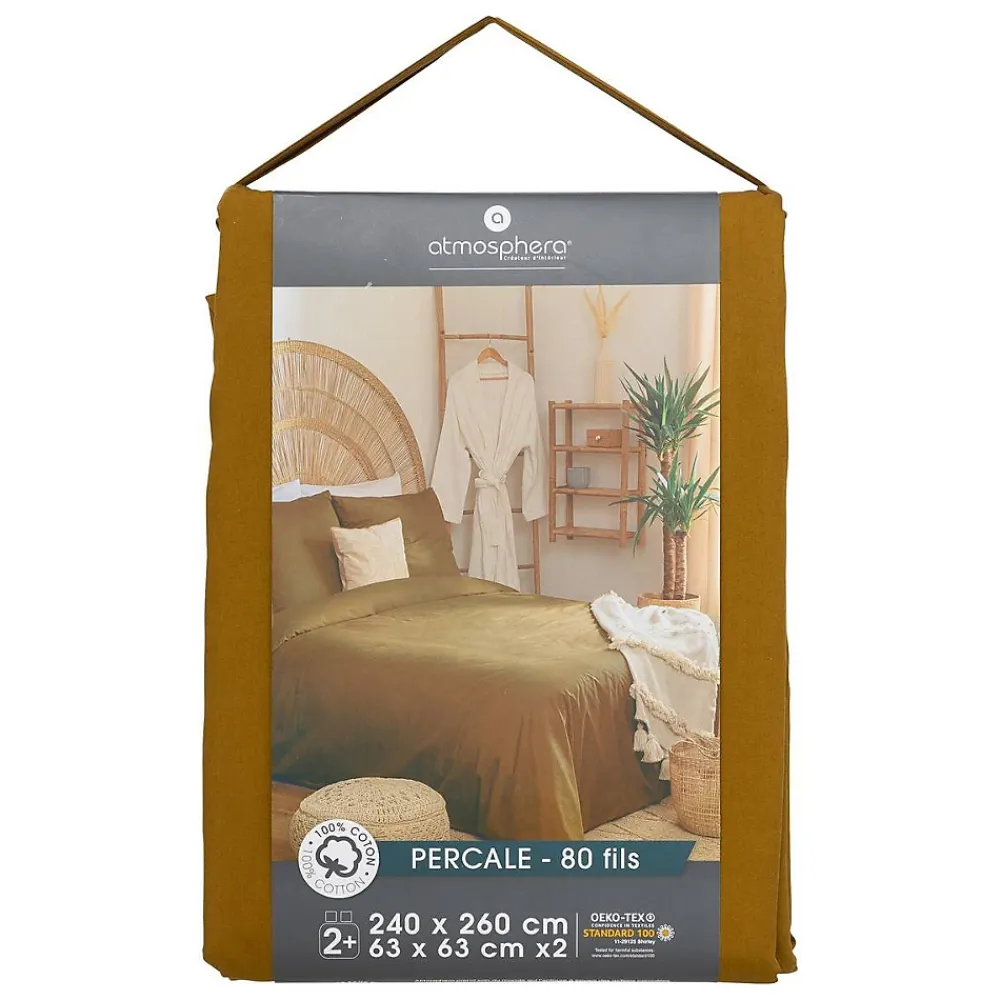 Atmosphera Créateur D'Intérieur Parure de lit - percale - jaune ocre - 260x240 cm - Atmosphera* Parure De Lit