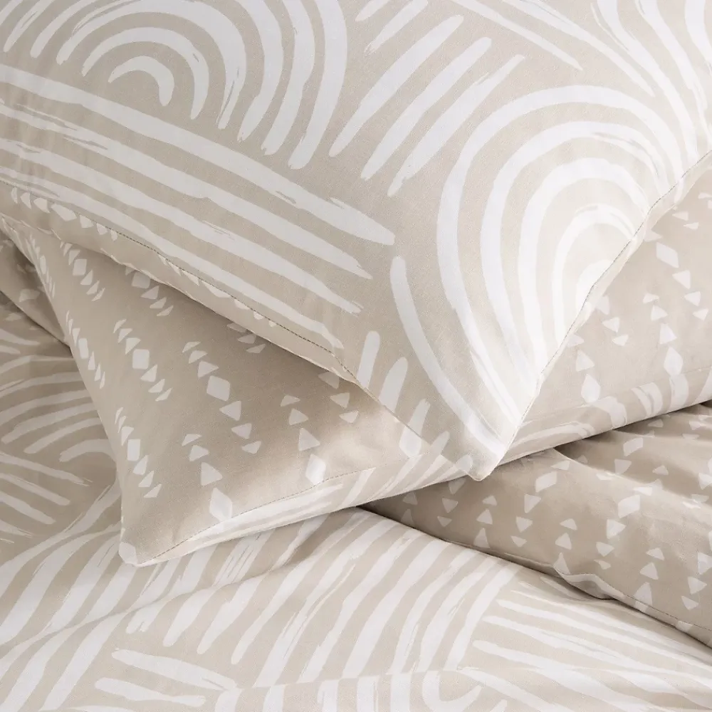 Future Home Parure de lit 1 personne en coton imprimé beige 140x200cm* Parure De Lit