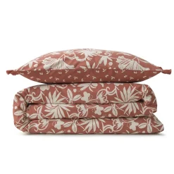 Parure de lit 2 personnes floral à franges en coton 240x220cm><noscript><img width=