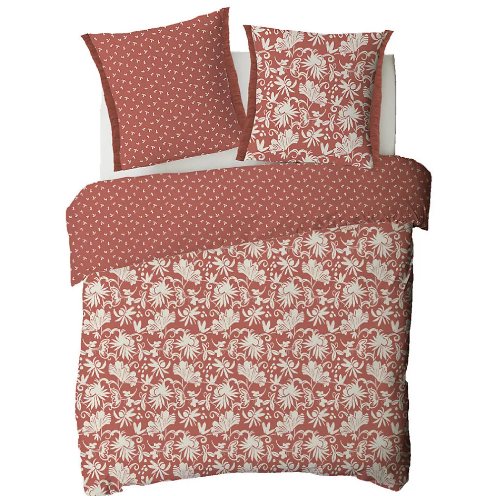 Parure de lit 2 personnes floral à franges en coton 240x220cm>Future Home New