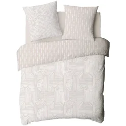 Future Home Parure de lit 2 personnes en coton 57 fils imprimé beige 240x220cm* Parure De Lit