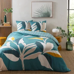 Parure de lit 2 personnes tropical réversible feuilles 240x220cm>Future Home Clearance
