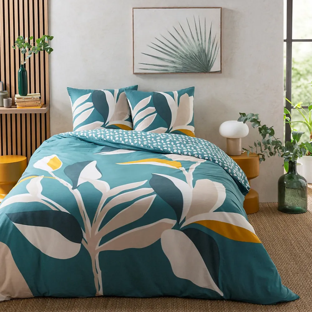 Parure de lit 2 personnes tropical réversible feuilles 240x220cm>Future Home Clearance