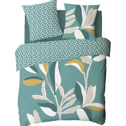 Parure de lit 2 personnes tropical réversible feuilles 240x220cm><noscript><img width=