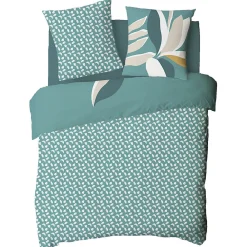 Parure de lit 2 personnes tropical réversible feuilles 240x220cm><noscript><img width=