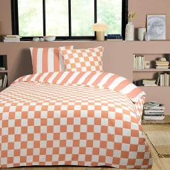 Parure de lit 2 personnes rayé damier réversible 240x220cm>Future Home