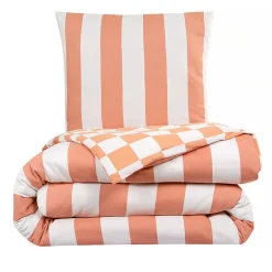 Parure de lit 2 personnes rayé damier réversible 240x220cm>Future Home