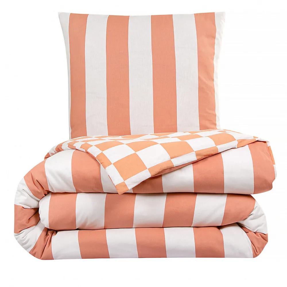 Parure de lit 2 personnes rayé damier réversible 240x220cm>Future Home