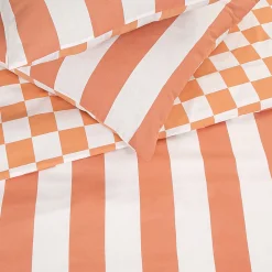 Parure de lit 2 personnes rayé damier réversible 240x220cm><noscript><img width=