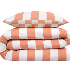 Parure de lit 2 personnes rayé damier réversible 240x220cm><noscript><img width=